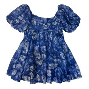 Bardot Kali Tuck Blue Mini Dress Size XS NWT Garden Party Cottagecore